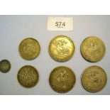 A group of George III coins including Crowns 1820 LX, 1819 LIX, Halfcrowns, 1816 and 1817,