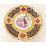 A 19th century Vienna style large porcelain plate painted classical scene, monogrammed FMH - beehive