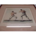 A 19th century coloured engraving of boxers Thomas Johnson and Isaac Perrins engraved by Grozer - 27