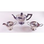 A silver Walker and Hall three piece teaset, Sheffield 1928 - 23ozs