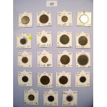 A tray of 19 copper/bronze farthings, halfpennies, pennies, including: George III 1799, Victoria