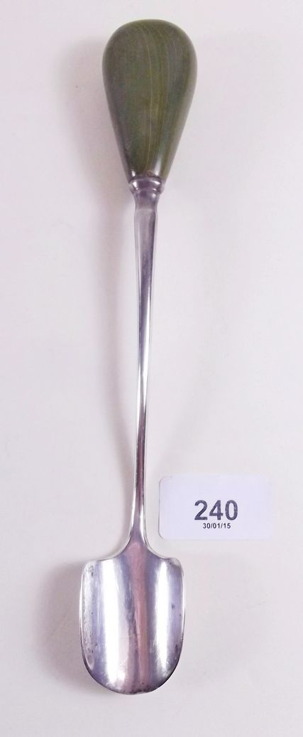 A silver Georgian horn handled stilton scoop - London 1798