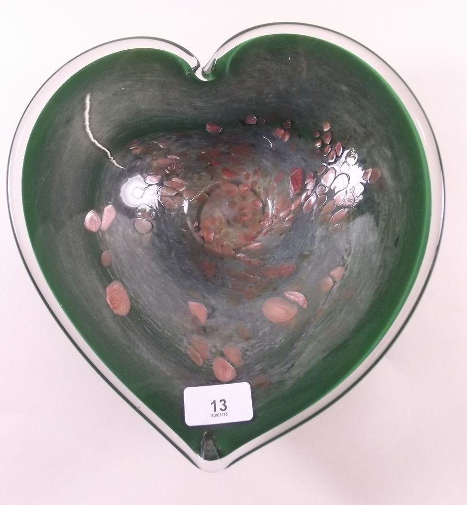 A Murano heart shaped dish