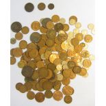 Tray of British coins including farthings, half-pennies, pennies, sixpences etc - examples exist: