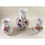 One large and two small Royal Worcester Evesham vases