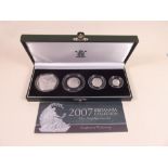 A UK Britannia silver proof collection 2007 set - Royal Mint with certificate - green case