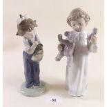 Two Nao figures - girls with teddy and doll