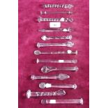 Thirteen assorted Georgian glass stirrers