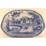 A Victorian Rogers large blue and white meat plate decorated camel pattern from Ottoman Empire