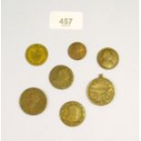 A selection of coins and tokens including: George III 1799 halfpenny, 1774 halfpenny, The Paris
