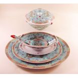 A fine Chinese 1950's turquoise dinner service comprising: six small bowls - 12cm dia, twelve