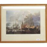 A print - 'The Arrival of the Dutch at Chatham' - 28 x 41cm