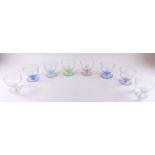 A harlequin set of  seven glass sundae dishes and two engraved sets of twelve