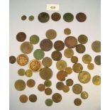 A collection of copper/bronze coinage approx 450 grams including farthings, halfpennies, pennies,