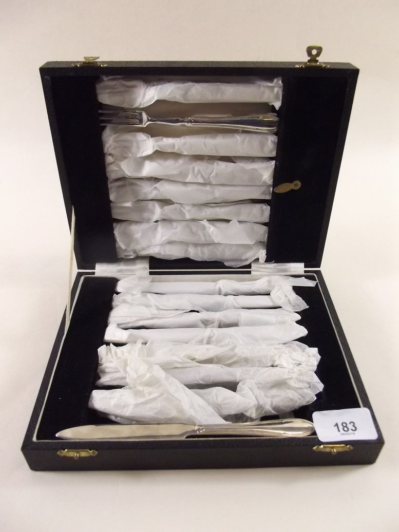 A silver plated fruit cutlery set - boxed