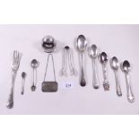 A selection of silver cutlery and napkin rings, 5.8 ozs