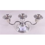 A silver three branch squat candelabra - Birmingham 1957