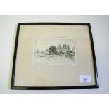 Eliab George Earthrow - etching Norfolk Broads, 8.5 x 13.5 cm