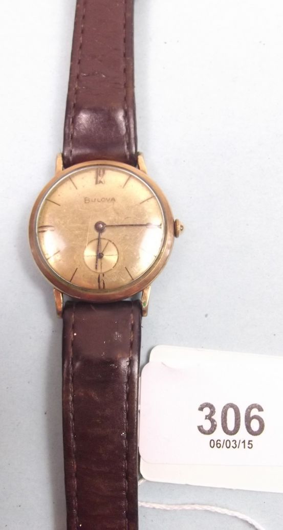 A Bulova 10 carat gold plated gents wrist watch