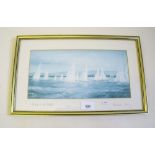 Rachel Long - limited edition marine print, Racing in the Solent, signed 15 x 30 cm