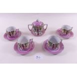 Four Royal Albert cups and saucers decorated roses and an Austrian group of coffee cups etc