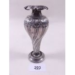 A silver vase with swirled and leaf decoration - Birmingham 1901