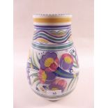 A Poole pottery large floral vase, impressed mark, 25cm tall