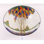 A Crown Ducal Art Deco bowl painted lake and trees - 23cm