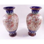 A pair of Doulton Slaters Patent vases - one a/f, 34cm