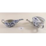 A 19th century German blue and white onion pattern invalid cup with  mark to base and another