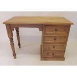 A pine single pedestal desk