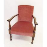 A 1930's pink upholstered small open armchair