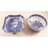 A Burleighware blue and white willow fruit bowl and a Cauldon one