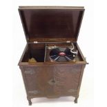 A 'Fullotone' oak cased gramophone in cabinet