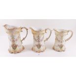 A set of three Fieldings ivory blush graduated jugs