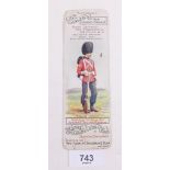 A Singer sewing machine Grenadier Guards advertising book mark