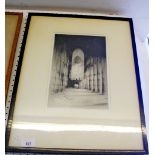 Frederick A Farrell - engraving interior of Westminster Abbey, with Fine Art Trade Guild blind