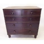 A Victorian oak chest of two short and three long drawers