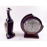 A Short & Mason barometer and a vintage duck clothes brush