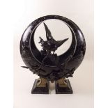 Emile Coriolan Hippolyte Guillemin - unusual bronze and marble group with bronze bird perched in