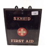 An early 20th century Sanoid First Aid kit in tin box