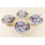 A Victorian blue and white set of ten cups and saucers