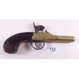 An antique 18th century pocket pistol with brass barrell