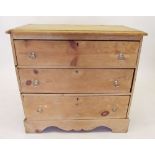 A Victorian pine chest of three drawers