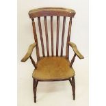 An early 20th century slat back farmhouse chair