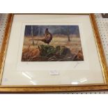 John Trickett - limited edition print of a pheasant 'Standing Proud', signed in pencil - framed