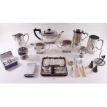 A silver plated teaset and various other silver plated items