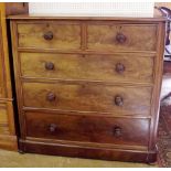 A Victorian mahogany chest of two short and three long drawers