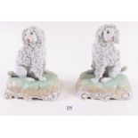 A pair of Dresden Staffordshire style poodles - 13cm