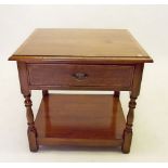 A reproduction square occasional table with drawers and undertier